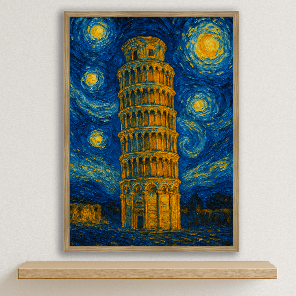 Quadri stampe d'autore Torre di Pisa stile Gogh | Incorniciamoci
