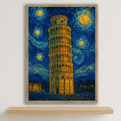 Quadri stampe d'autore Torre di Pisa stile Gogh | Incorniciamoci