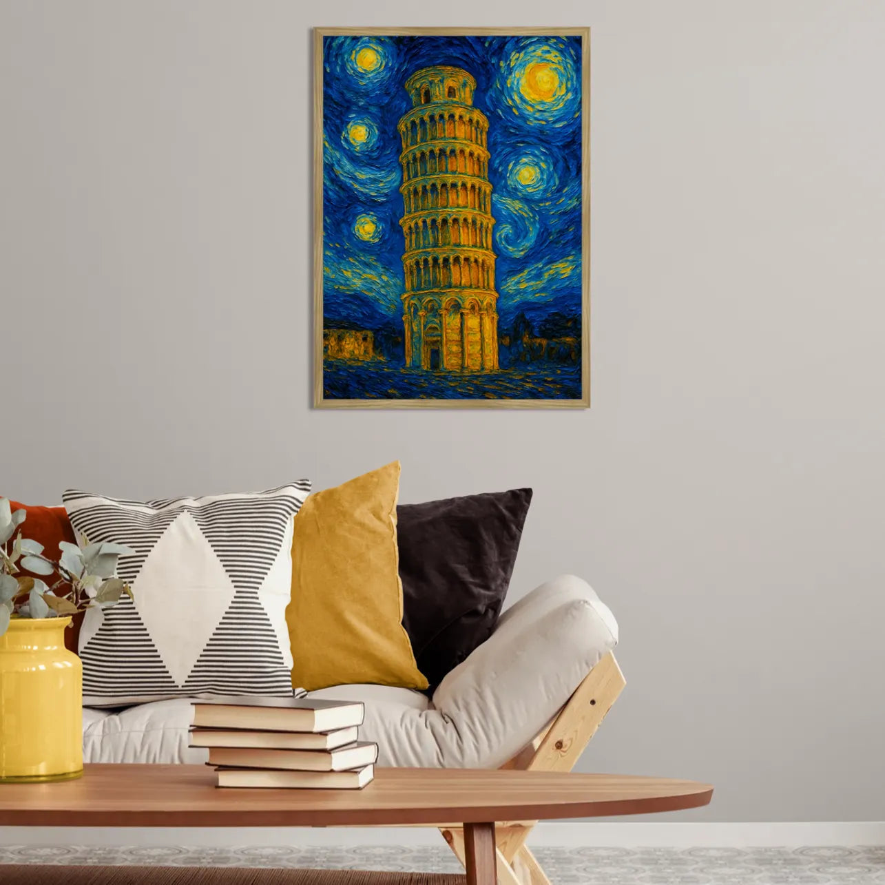 Quadri stampe d'autore Torre di Pisa stile Gogh | Incorniciamoci