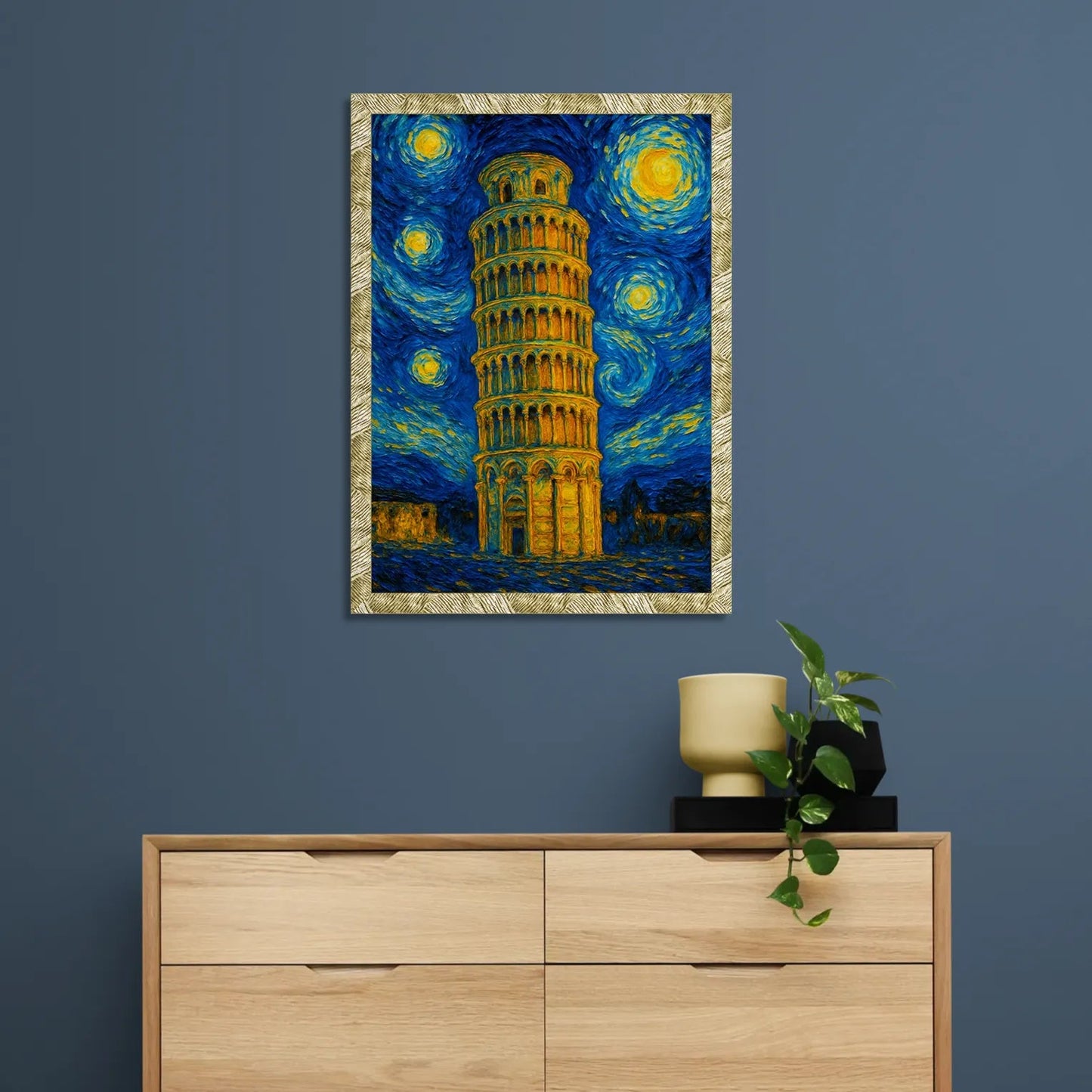 Quadri stampe d'autore Torre di Pisa stile Gogh | Incorniciamoci