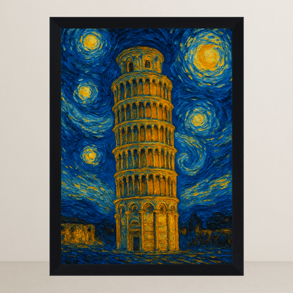 Quadri stampe d'autore Torre di Pisa stile Gogh | Incorniciamoci