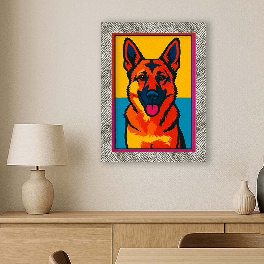 Pop Art stampato su forex, cornice argento, misura 30x40