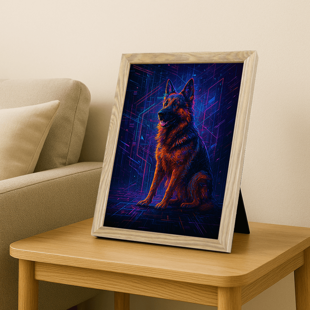 Glitch stampato su forex, cornice portafoto legno, misura 21x29.7