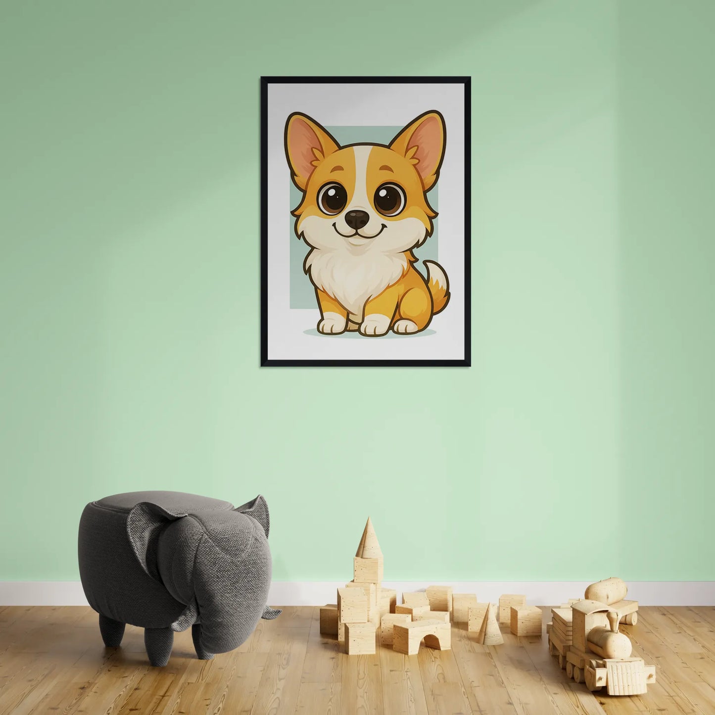 Welsh Corgi Pembroke in stile Chibi
