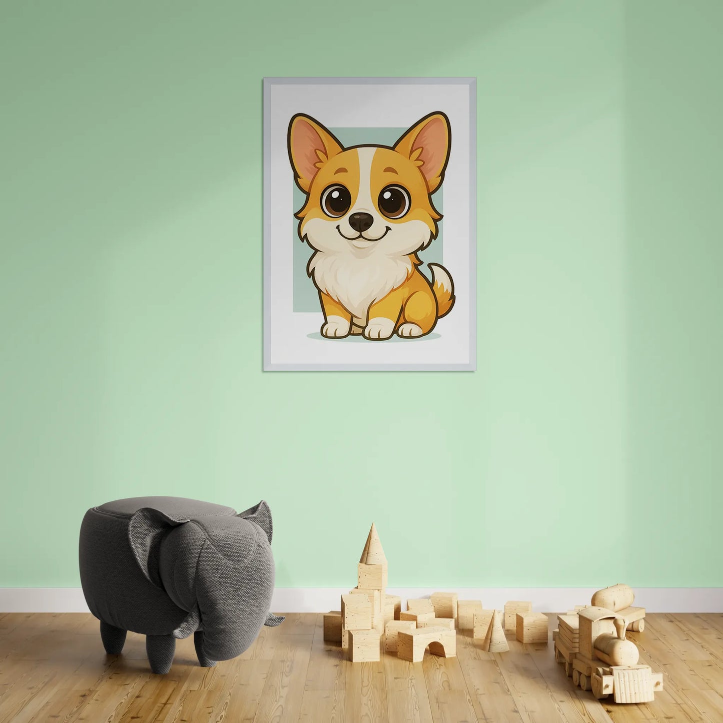 Welsh Corgi Pembroke in stile Chibi