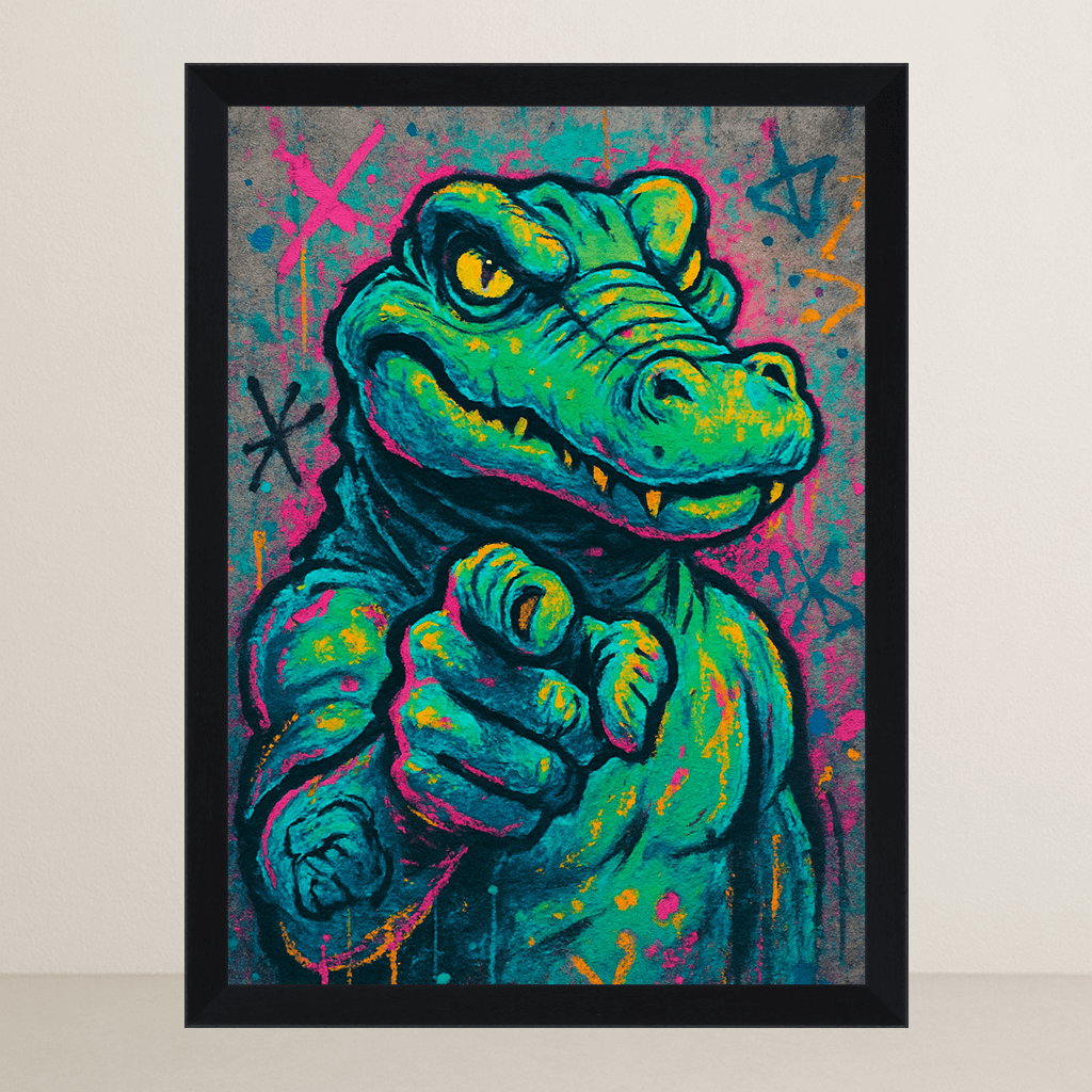 Coccodrillo I want you stampato su forex, cornice FSC, disponibile in varie misure