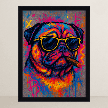 Carlino con sigaro stampato su forex, cornice FSC, disponibile in varie misure