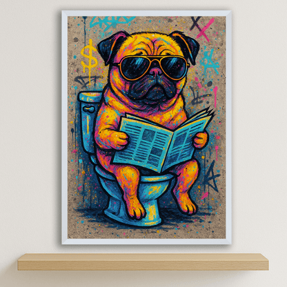 Carlino WC stampato su forex, cornice bianco, disponibile in 30x40, 40x50 e 50x70 cm