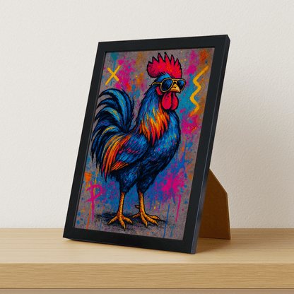 Gallo Boss stampato su forex, cornice portafoto nero, misura 21x29.7