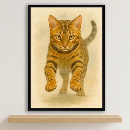 Bengala Acquarello stampato su forex, cornice nero, disponibile in 30x40, 40x50 e 50x70 cm