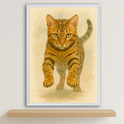 Bengala Acquarello stampato su forex, cornice bianco, disponibile in 30x40, 40x50 e 50x70 cm