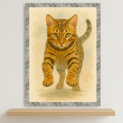 Bengala Acquarello stampato su forex, cornice argento, disponibile in 30x40, 40x50 e 50x70 cm