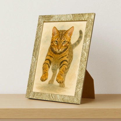 Bengala Acquarello stampato su forex, cornice portafoto oro, misura 21x29.7