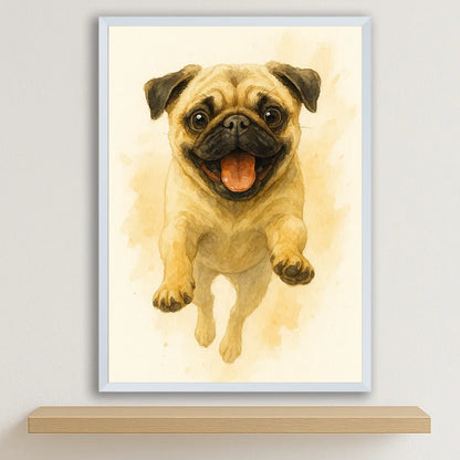 Carlino Acquarello stampato su forex, cornice bianco, disponibile in 30x40, 40x50 e 50x70 cm