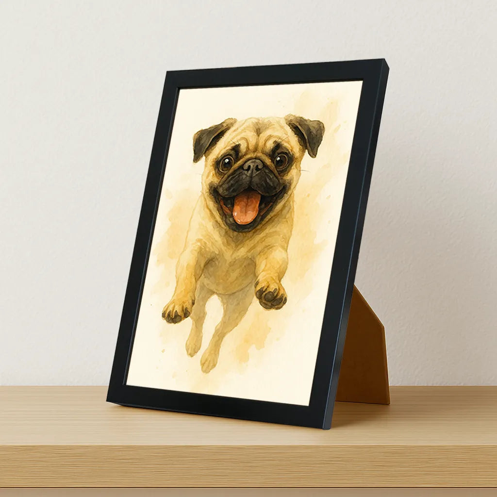 Carlino Acquarello stampato su forex, cornice portafoto nero, misura 21x29.7