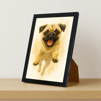 Carlino Acquarello stampato su forex, cornice portafoto nero, misura 21x29.7