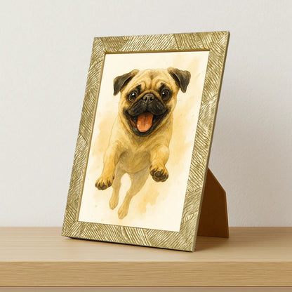 Carlino Acquarello stampato su forex, cornice portafoto oro, misura 21x29.7