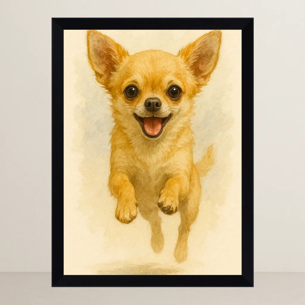 Chihuahua Acquarello stampato su forex, cornice FSC, disponibile in varie misure