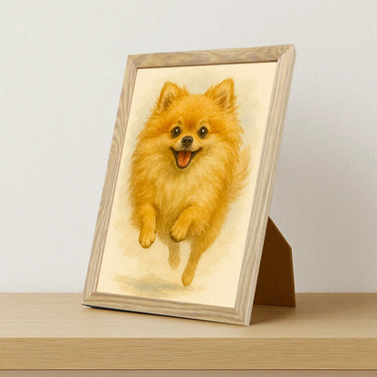 Pomerania Acquarello stampato su forex, cornice portafoto legno, misura 21x29.7