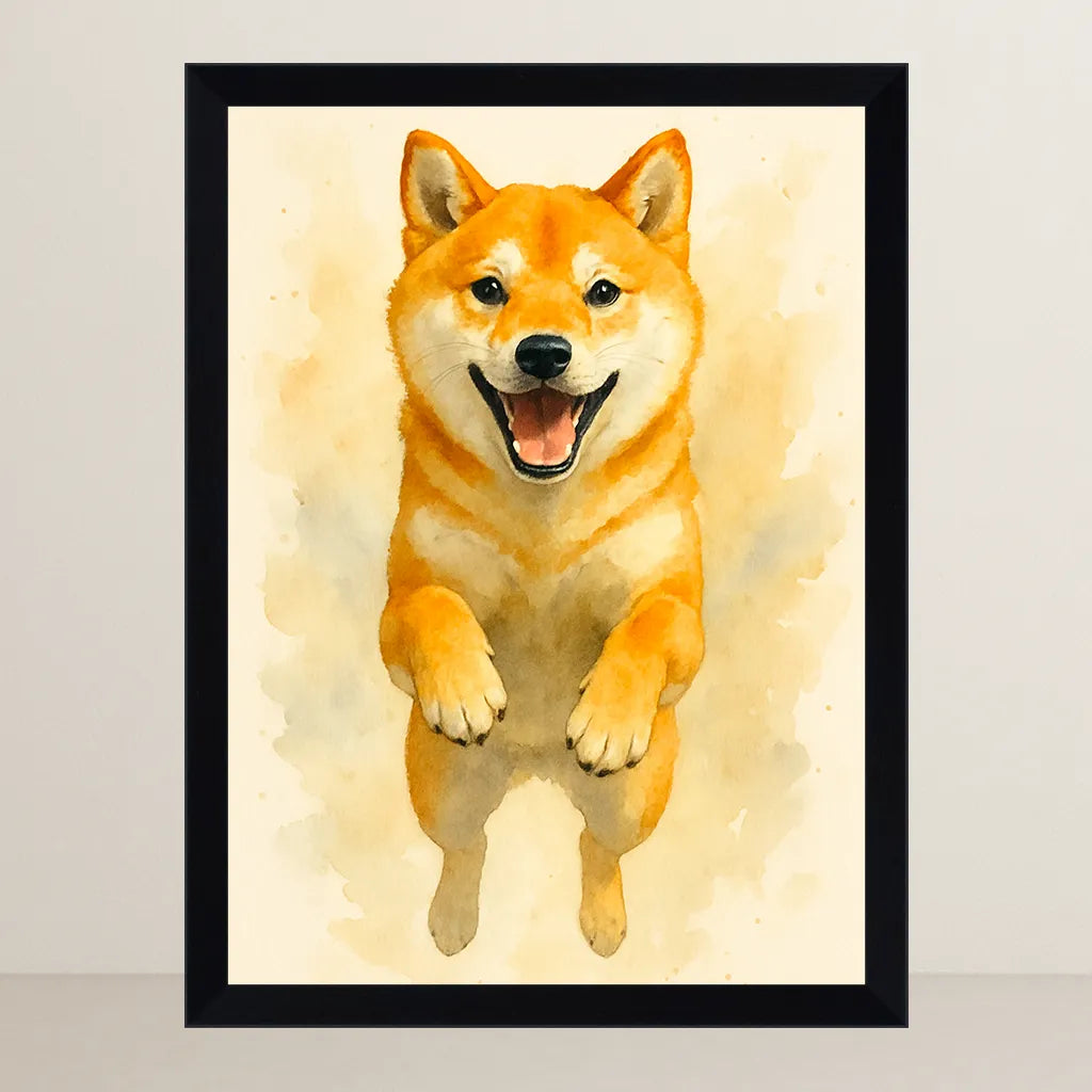 Shiba-Inu Acquarello stampato su forex, cornice FSC, disponibile in varie misure