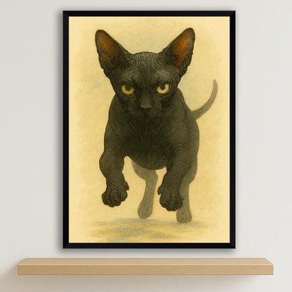 Sphynx Acquarello stampato su forex, cornice nero, disponibile in 30x40, 40x50 e 50x70 cm