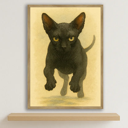 Sphynx Acquarello stampato su forex, cornice legno, disponibile in 30x40, 40x50 e 50x70 cm