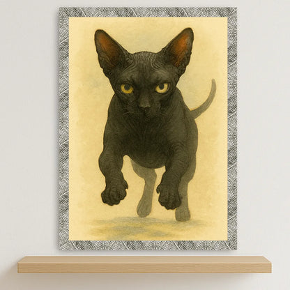 Sphynx Acquarello stampato su forex, cornice argento, disponibile in 30x40, 40x50 e 50x70 cm