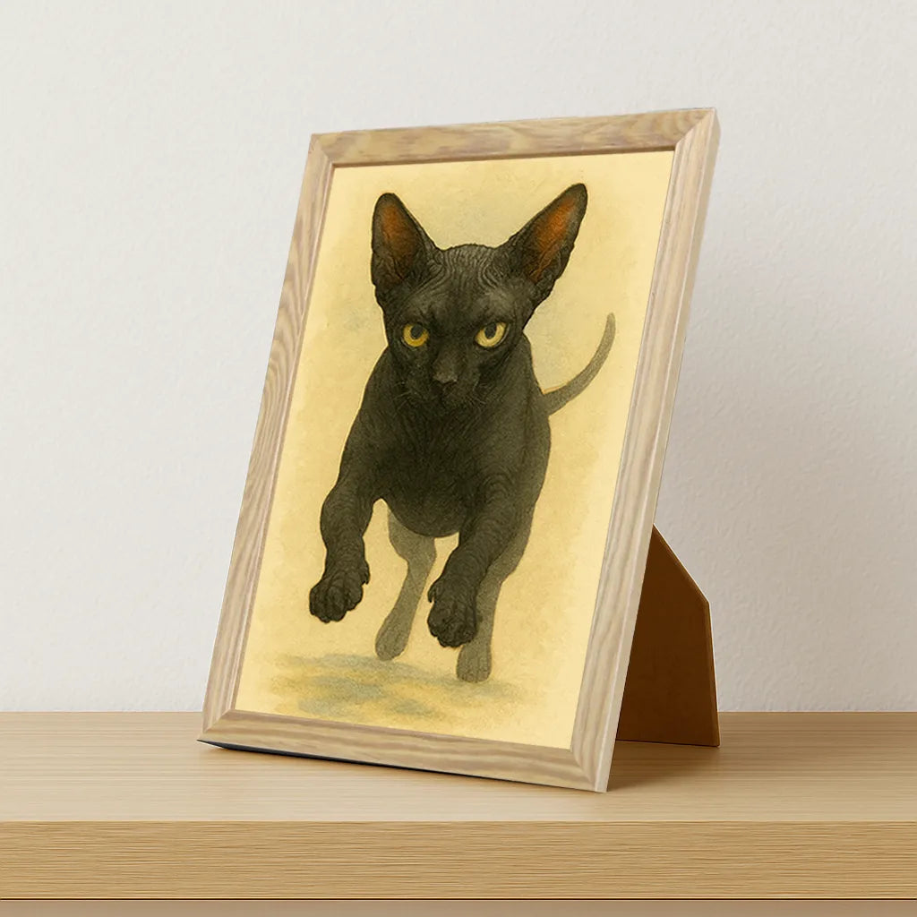 Sphynx Acquarello stampato su forex, cornice portafoto legno, misura 21x29.7