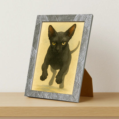 Sphynx Acquarello stampato su forex, cornice portafoto argento, misura 21x29.7