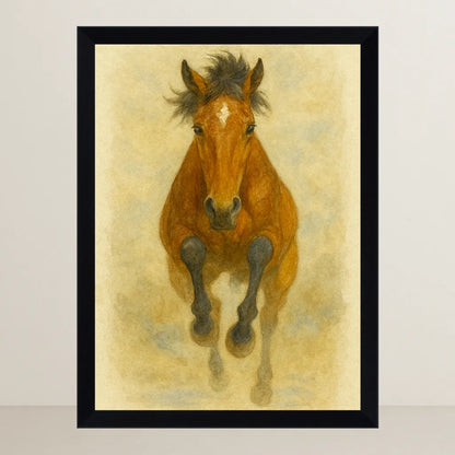 Cavallo Acquarello stampato su forex, cornice FSC, disponibile in varie misure