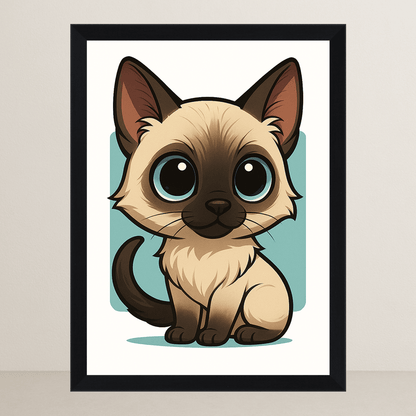 Siamese in stile Chibi stampato su forex, cornice FSC, disponibile in varie misure