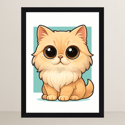 Persiano in stile Chibi stampato su forex, cornice FSC, disponibile in varie misure