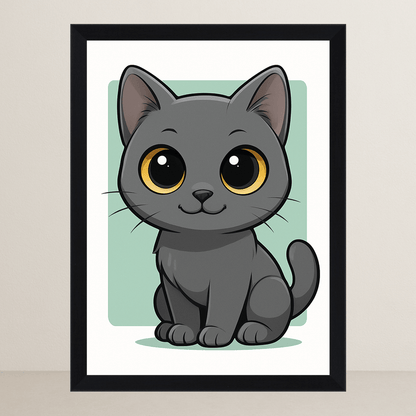 Certosino in stile Chibi stampato su forex, cornice FSC, disponibile in varie misure