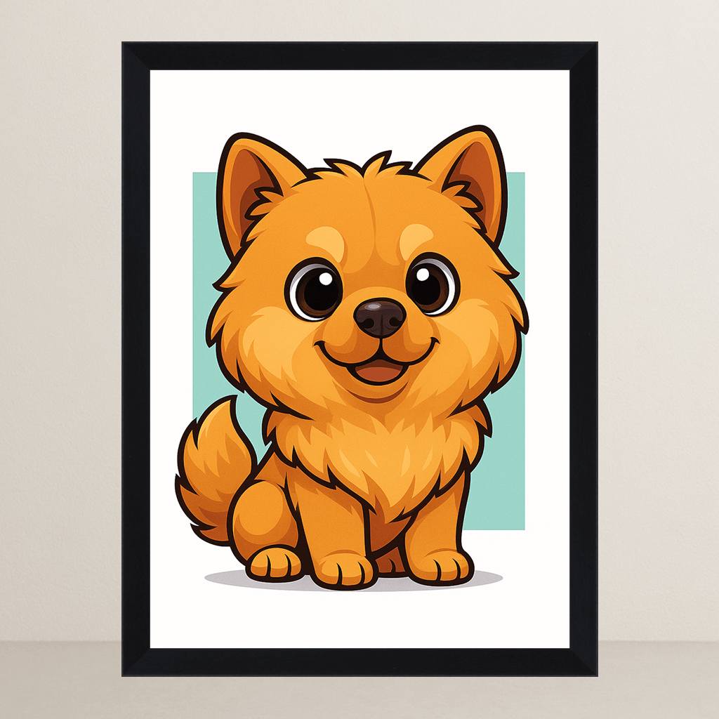 Chow Chow in stile Chibi stampato su forex, cornice FSC, disponibile in varie misure