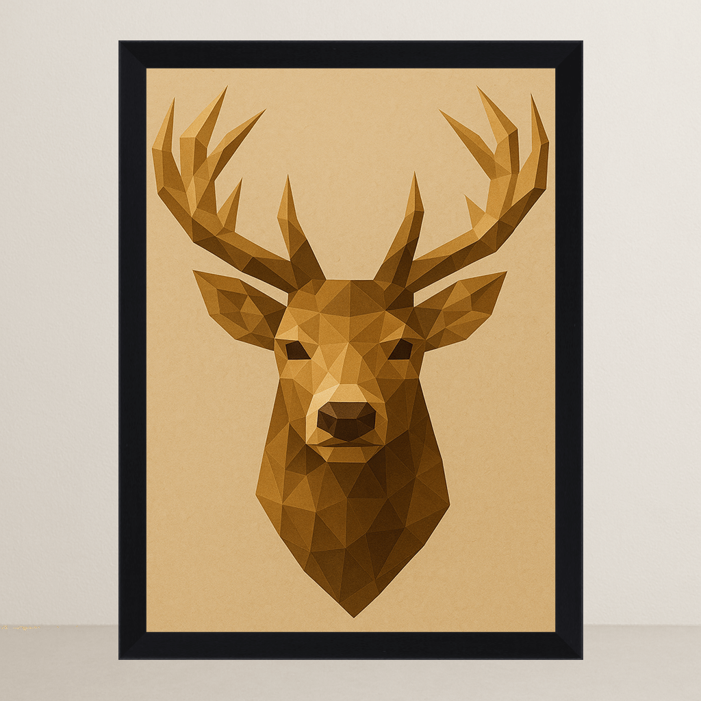 Cervo in stile Poly Art stampato su forex, cornice FSC, disponibile in varie misure