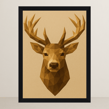 Cervo in stile Poly Art stampato su forex, cornice FSC, disponibile in varie misure