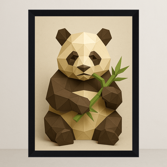 Panda in stile Poly Art stampato su forex, cornice FSC, disponibile in varie misure
