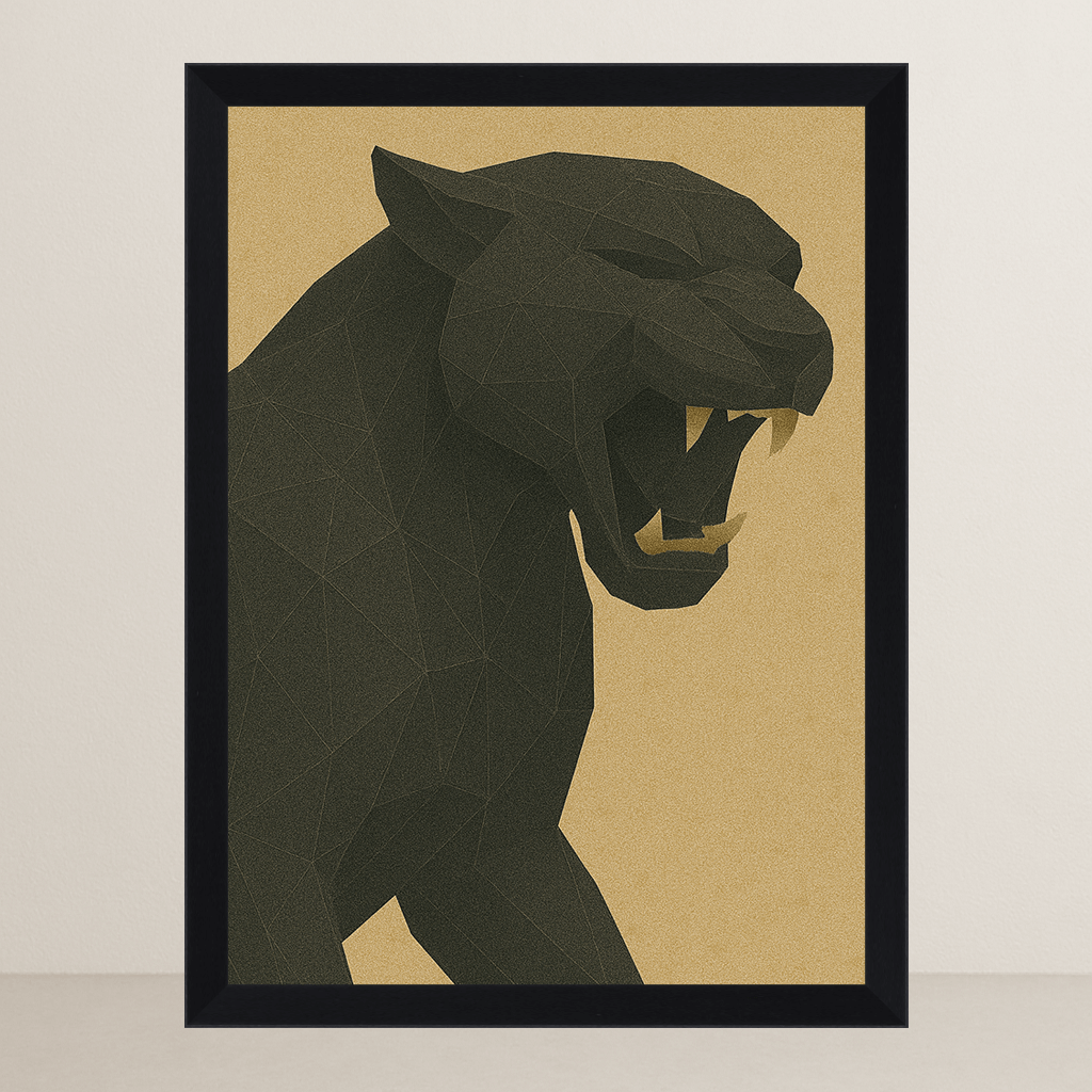 Puma in stile Poly Art stampato su forex, cornice FSC, disponibile in varie misure

