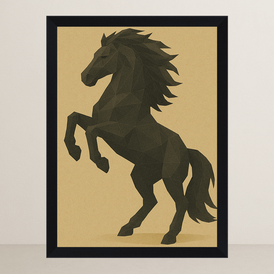 Cavallo in stile Poly Art stampato su forex, cornice FSC, disponibile in varie misure