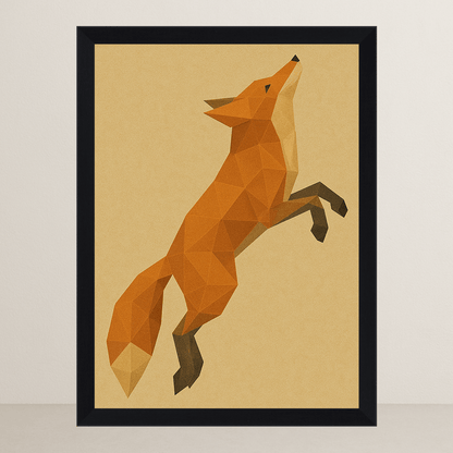 Volpe in stile Poly Art stampato su forex, cornice FSC, disponibile in varie misure
