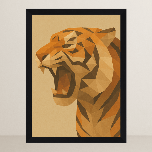 Tigre in stile Poly Art stampato su forex, cornice FSC, disponibile in varie misure