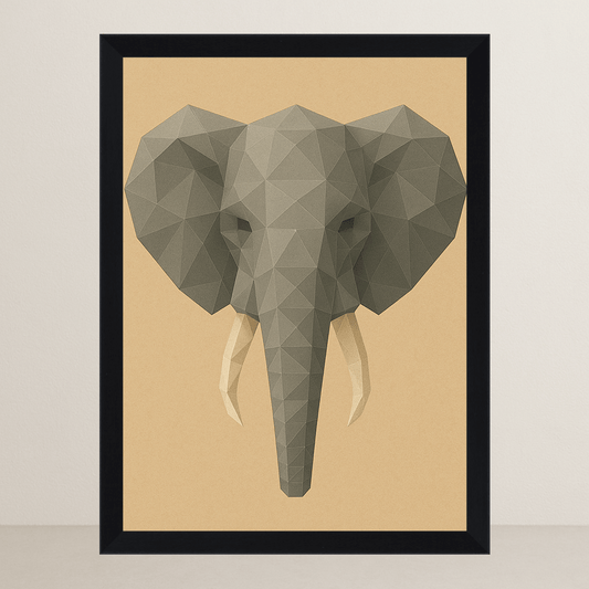 Elefante in stile Poly Art stampato su forex, cornice FSC, disponibile in varie misure