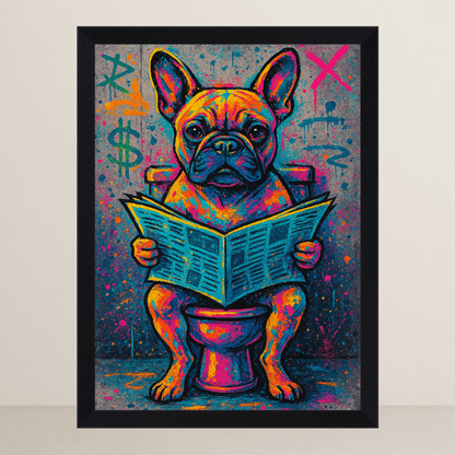 Bulldog Francese Street Art stampato su forex, cornice FSC, disponibile in varie misure