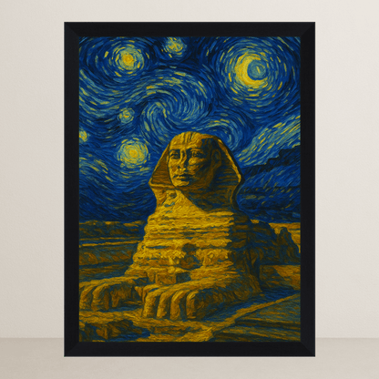 Sfinge di Giza stile Gogh stampato su forex, cornice FSC, disponibile in varie misure